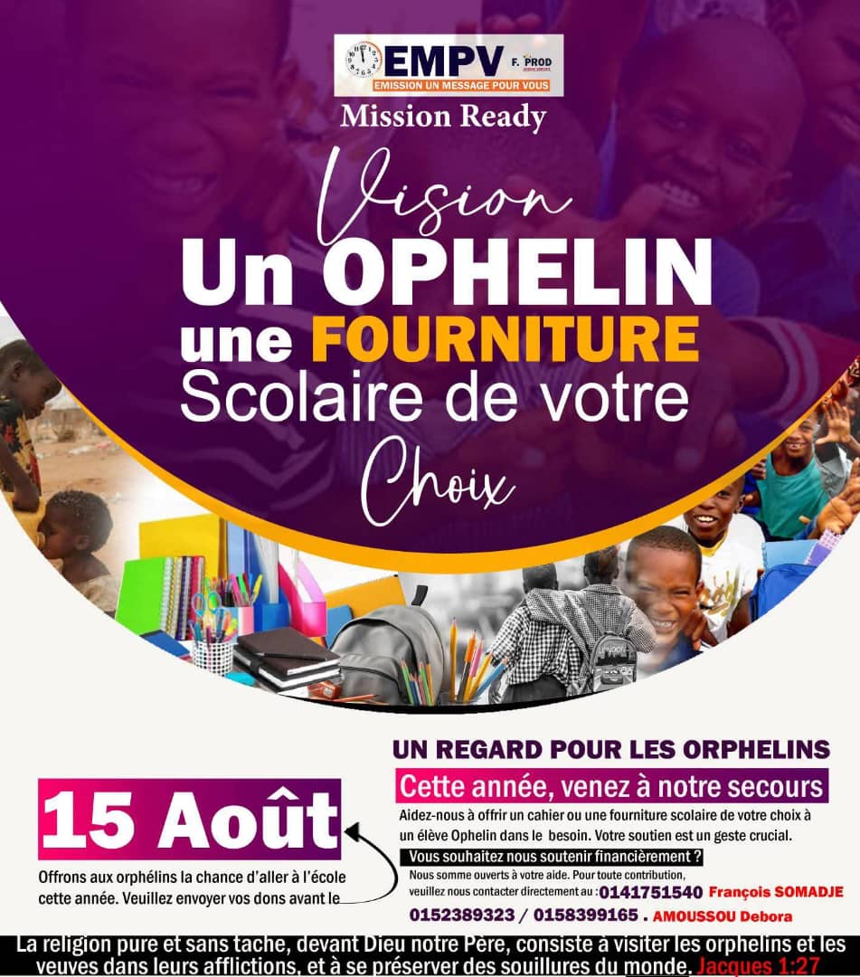 Affiche — UN ORPHELIN UNE FOURNITURE SCOLAIRE DE VOTRE CHOIX édition 2026
